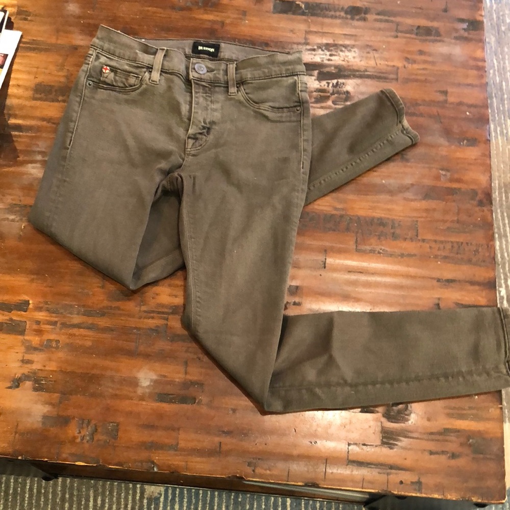 Hudson Nico midrise ankle super skinny jeans khaki green size 25 waist